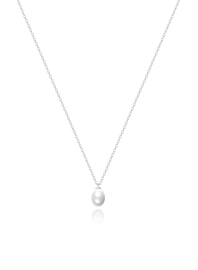 Zeffy Dainty Silver Single Pearl Necklace Simple Pearls Pendant Choker for Women Trendy Silver Necklace Jewelry Gifts - Image 1